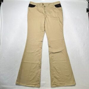 Michael Kors Khaki with Faux Leather Trim Pants Size 8